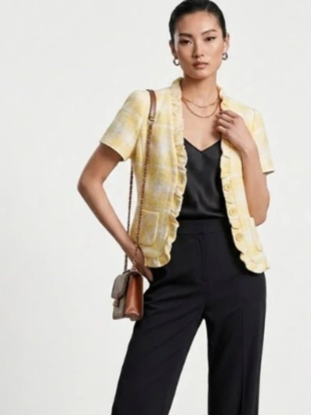 Semantiks yellow white tailored blazer XS